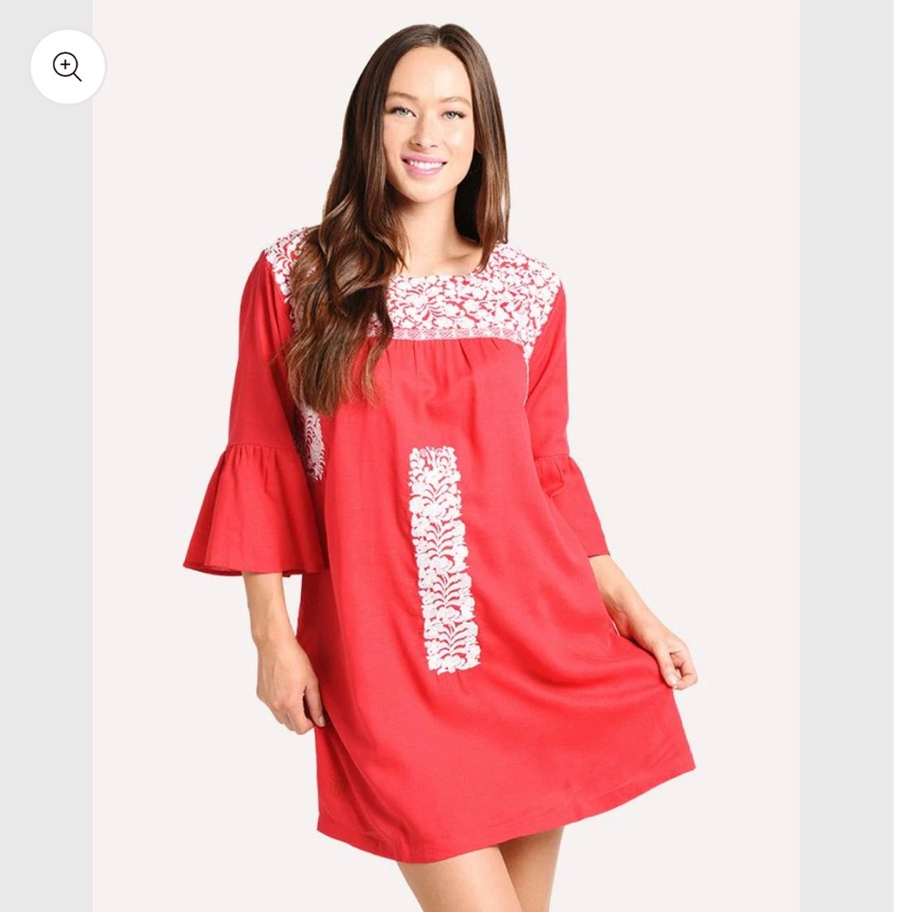 J. Marie Regina Embroidered Red Dress - Picture 10 of 12